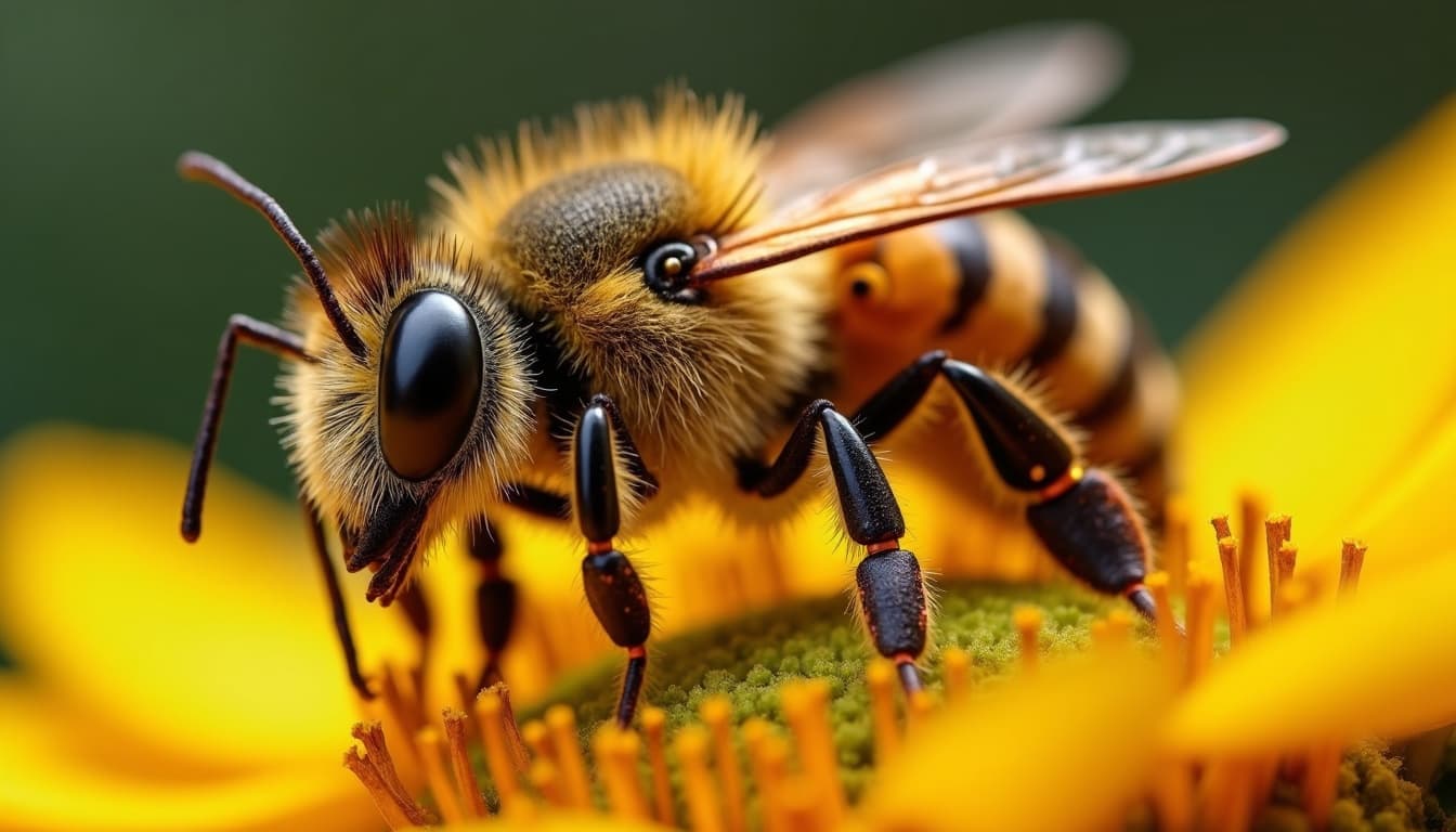 Golden Honeybee & Sunflower Macro Wall Art Bundle (13 Prints)